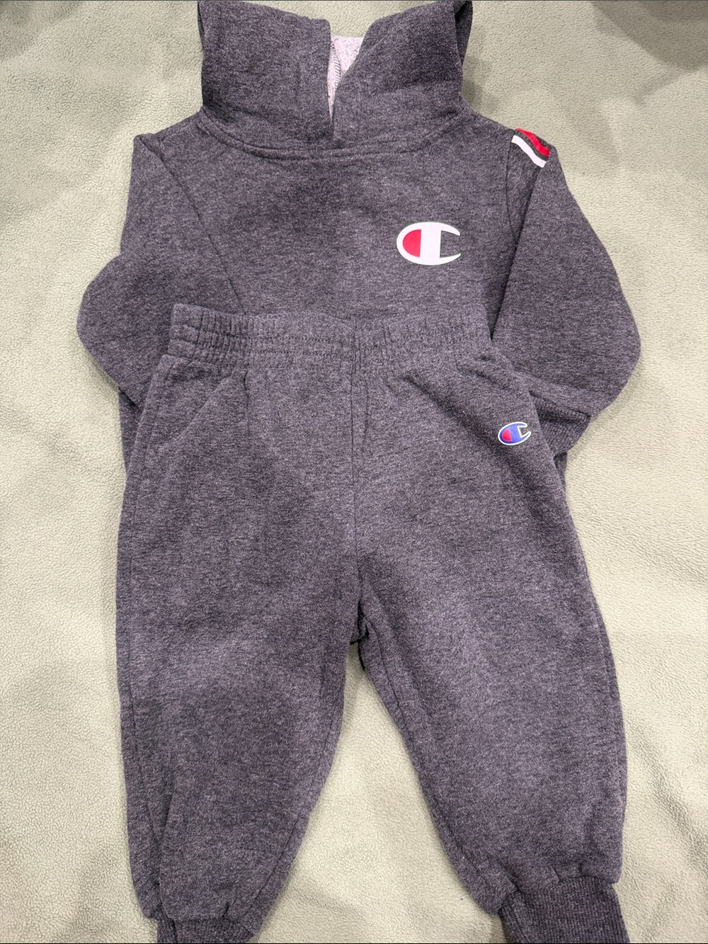Champion Kids Gray One-Piece Jogger Romper with Logo Accents